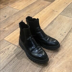 PRADA Black Leather Chelsea Boots